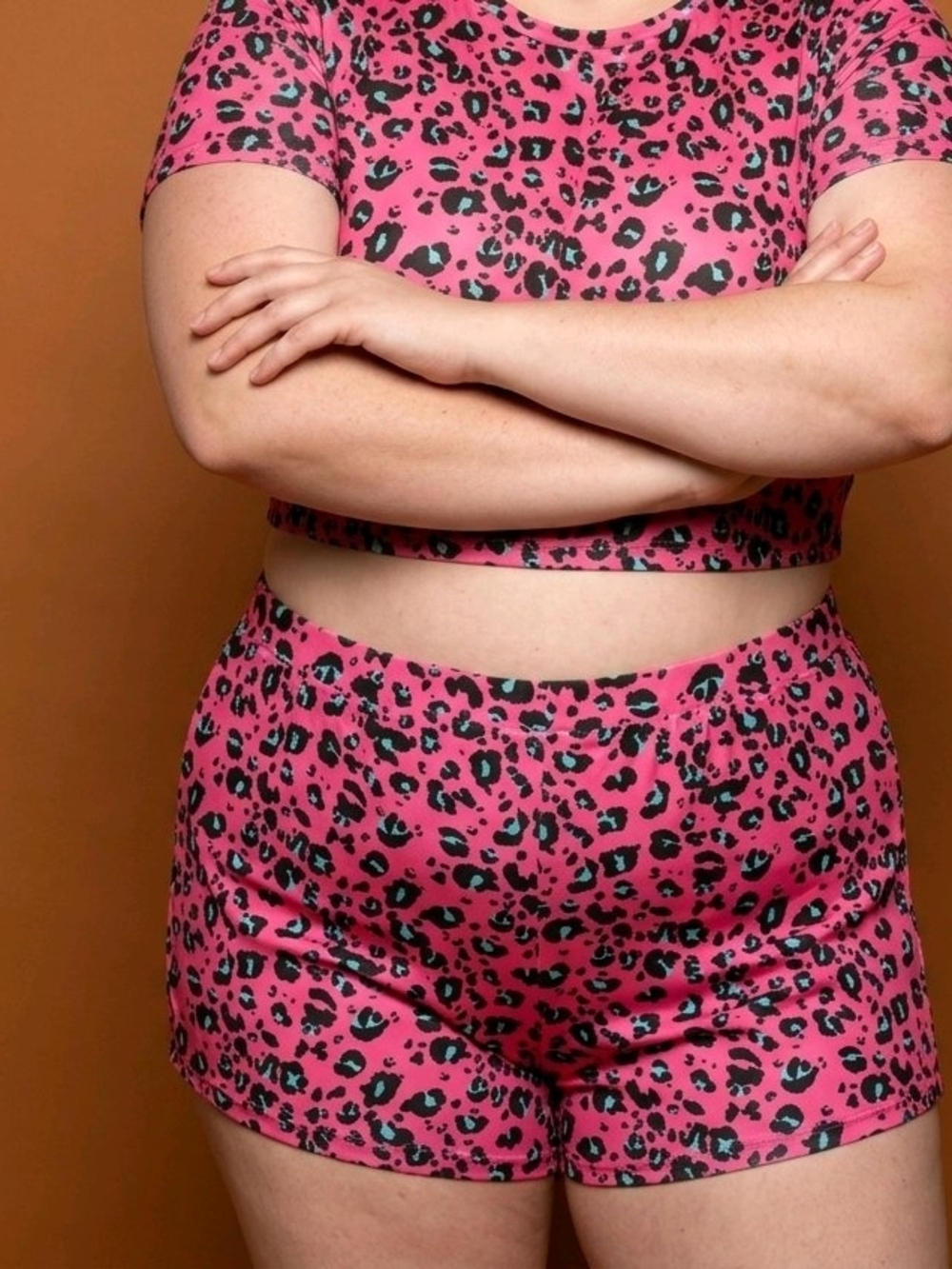 Wild Side High-Rise Pink Leopard Lounge Booty Shorts 4XL 19" W Y2K Barbiecore